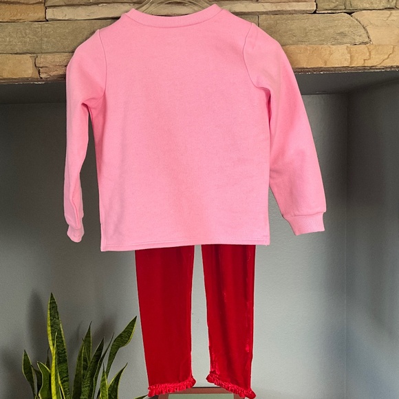 Mud Pie Peppermint Candy Velour Legging 2Pc Set Christmas Party Pink Red 4T-5T - Picture 5 of 9